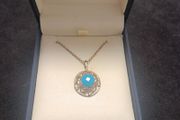 925 Sterling Silver Natural Sleeping Beauty Turquoise Pendant Necklace