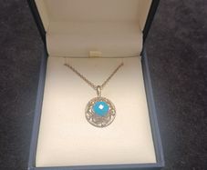 925 Sterling Silver Natural Sleeping Beauty Turquoise Pendant Necklace