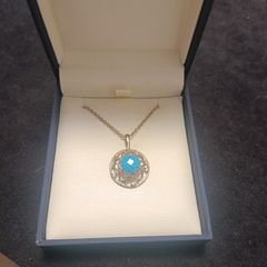 925 Sterling Silver Natural Sleeping Beauty Turquoise Pendant Necklace