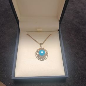 925 Sterling Silver Natural Sleeping Beauty Turquoise Pendant Necklace