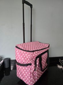 Sewing Machine Wheeled Trolley Rolly Bag in Mauve Polka Dot