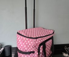 Sewing Machine Wheeled Trolley Rolly Bag in Mauve Polka Dot
