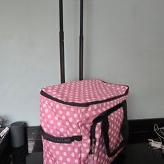 Sewing Machine Wheeled Trolley Rolly Bag in Mauve Polka Dot