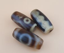 Vintage Himalayan Tibetan Rare Pattern Agate Lot of 3