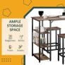 3 Piece Industrial Bar Table Set, Bar Table with 2 Stools and Side Shelf, Kitchen Table and Chairs for Dining Room, Dinette Image 5