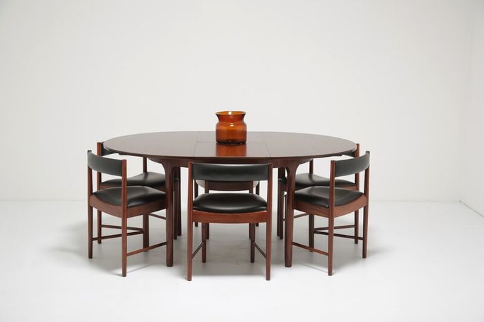 Vintage Rosewood Dining Table & 6 Dining Chairs Set by Tom Robertson for McIntosh, 1960s