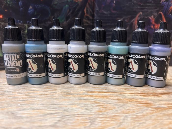 Scale75 Metal and Alchemy metallic paints.