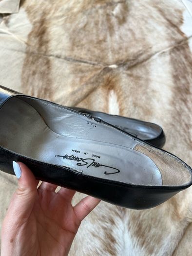 Vintage Carl Scarpa Black Leather Heels Size 37.5