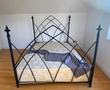 Black Iron Double Bed with base and mattress
