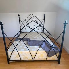 Black Iron Double Bed with base and mattress