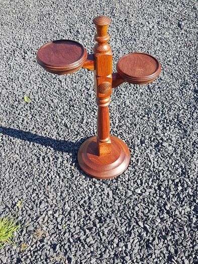 plant holder in hardwood (mahogany).