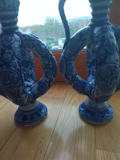 Pair Antique German Cobalt Blue Westerwald Ewers
