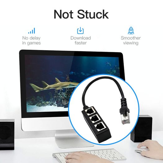 3 in 1 RJ45 Splitter LAN Ethernet Network RJ45 Connector Extender Adapter Cable for Networking Extension 1 Male to 3 Female