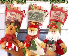 Christmas Stockings, 3 Pack 18" Personalized Xmas Stockings with 3D Snowflake Santa, Snowman, Reindeer for Family Holiday Christmas Party Decorations (FREE POSTAGE)