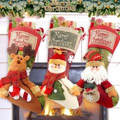 Christmas Stockings, 3 Pack 18" Personalized Xmas Stockings with 3D Snowflake Santa, Snowman, Reindeer for Family Holiday Christmas Party Decorations (FREE POSTAGE)