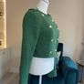 Green Tweed Textured Weave Jacket with Gold Buttons from Zara Image 8