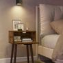 Fluted Nightstand Set of 2, Small End Table, Modern Coffee Table with Drawer, Solid Wood Legs, Retaining Chain, 35x27x53cm, for Bedroom and Small Spaces, Rustic Brown Image 6