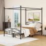 Canopy Bed Frame King Size with Ornate European Style Headboard & Footboard Image 5