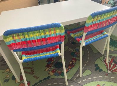 Kids IKEA Stuva desk and 2 chairs