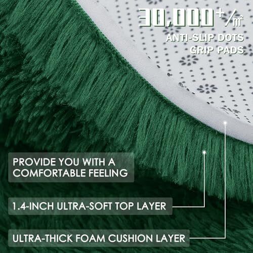 Fluffy Shaggy Rugs Living Room, Large Anti Slip Carpet, Machine Washable Soft Thick Pile Bedside Rug for Kids Bedroom, Nursery - Dark Green, 120 x 160 cm