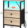 Bedside Table with LED Light, Small Side Table with Charging Station Image 4