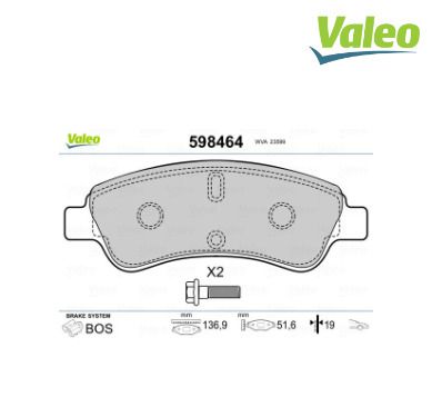 Front Brake Pads for Citreon - Peugeot, Valeo 598464