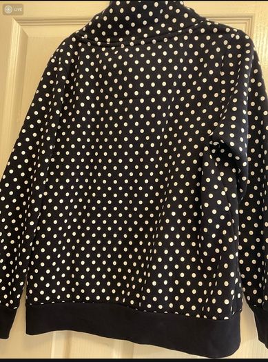 HAILYS polka dot high neck sweatshirt with wooden buttons (navy and white) size l
