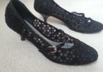 Black Kitten Heels (Lace & Shimmer Effect)
