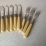 Vintage Set 1960's 6 Etched Fish Knives& 6 Forks stamped JTS @ EP Image 2