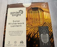 Garden Bright Solar Wickerwork Lantern (Warm White & RGB LED)