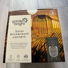 Garden Bright Solar Wickerwork Lantern (Warm White & RGB LED)