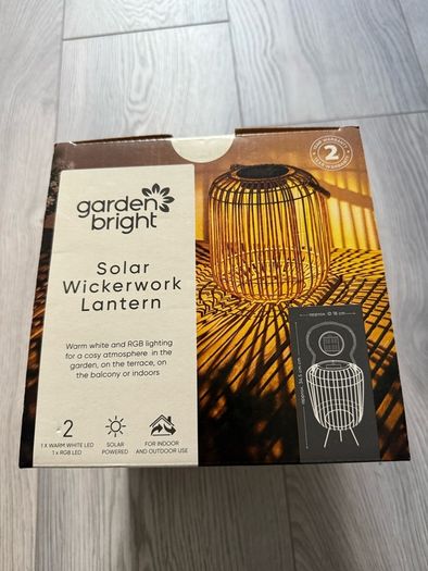 Garden Bright Solar Wickerwork Lantern (Warm White & RGB LED)