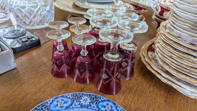 Cranberry Sherry Glass Set