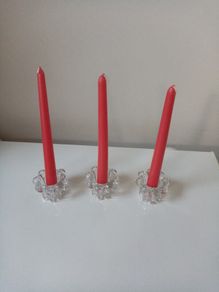 Clear Flower Shaped Candle Holders and taper candles/Tealights