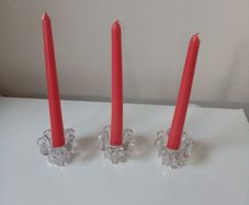Clear Flower Shaped Candle Holders and taper candles/Tealights