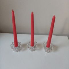 Clear Flower Shaped Candle Holders and taper candles/Tealights