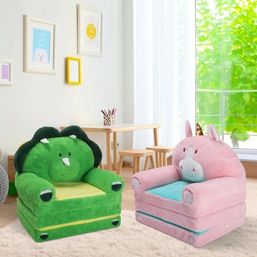 Dinosaur Foldable Kids Sofa,Toddler 2 in 1 Flip Open Sofa Bed,Children Couch Backrest Armchair for Bedroom Livingroom,Birthday Gift for Boys Girls,Green