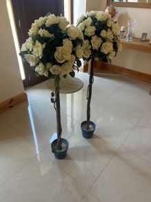 Two artificial cream trees