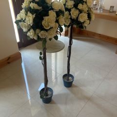 Two artificial cream trees