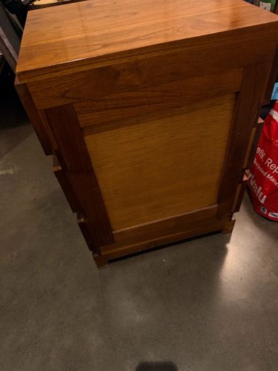 Hardwood bedside lockers, Ikea shelf and stool, Phil Kenyon putting mat