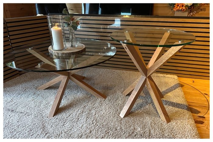 Glass coffee table -and matching side table