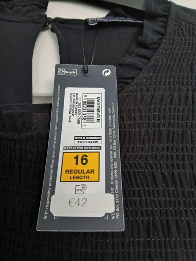Black M&S top, size 16, new with tag