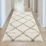 Shaggy Rug Modern Moroccan Design Rugs for Living Room, Bedroom, Hallway, 3 cm Thick Area Rugs, Diamond Ivory/Grey, 80x150cm (FREE POSTAGE) Image 5