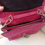 Pink suede diamante embellished bag with chain strap. Image 3