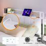 Floating Double Bed Frame with LED Lights & USB Charging Station Upholstered Headboard Storage Image 5