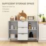 2-Door Sideboard with 3 Drawers and Adjustable Shelves - White Image 5