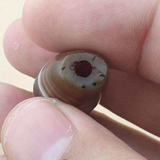 Vintage Middle Eastern Yemeni Suliemani Natrual Eye Agate Bead Amulet