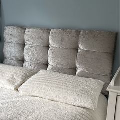 Grey Velvet Double Headboard
