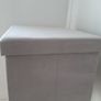 Velvet Grey Ottoman / Storage Box Image 3