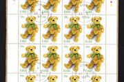 2002 Ireland Greetings (Teddy Bear) Commemorative Stamp Sheetlet Plate 1B1B1B1B Fine Used with Dublin CDS cancel of 22nd January 2002 (First day of issue) on envelope extract.